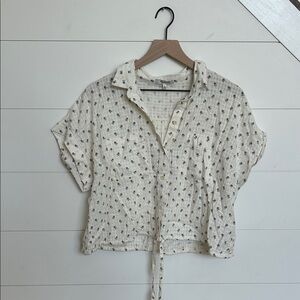 Madewell Cream Floral Button-Down Shirt
